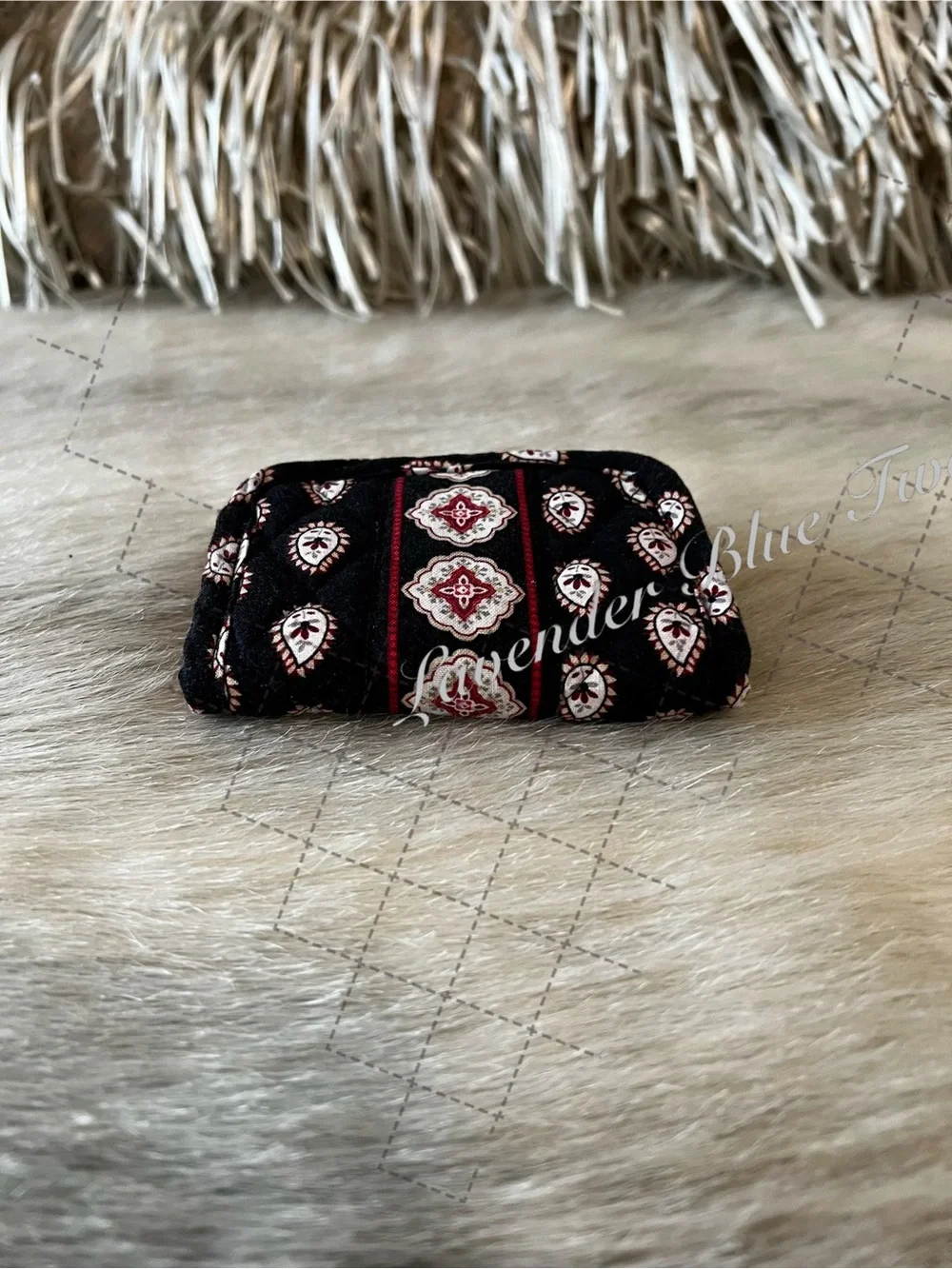 Vintage VERA BRADLEY Classic Black 2006 Retired Square Hook Loop Wallet Red - Picture 6 of 11